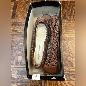 Christian Siriano Brown Netted Flats